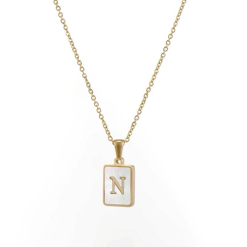 Square Initial 18K Gold-plated Stainless Steel Necklace