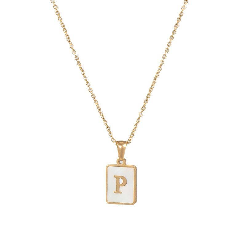 Square Initial 18K Gold-plated Stainless Steel Necklace