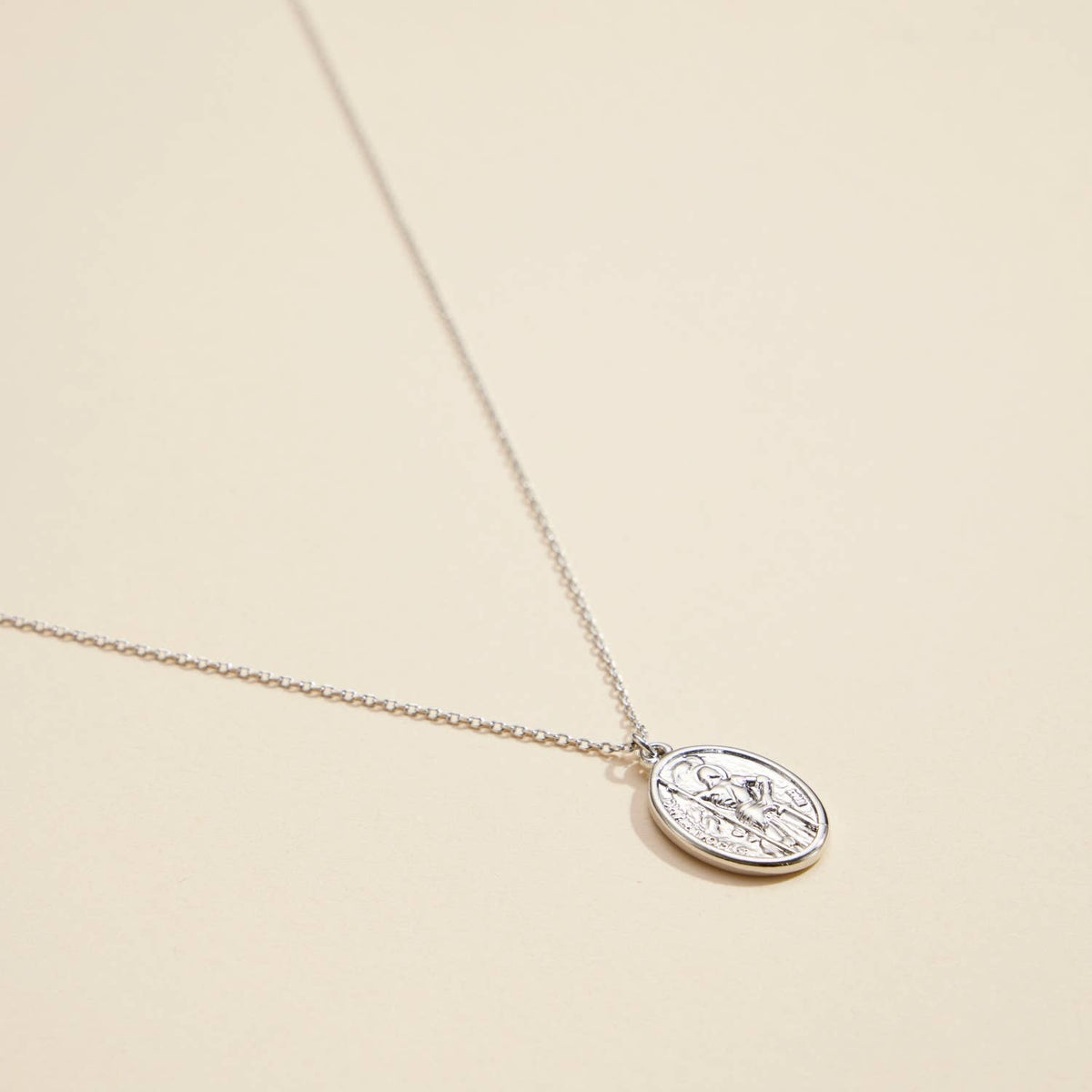 Coin Charm Short Necklace in Silver
