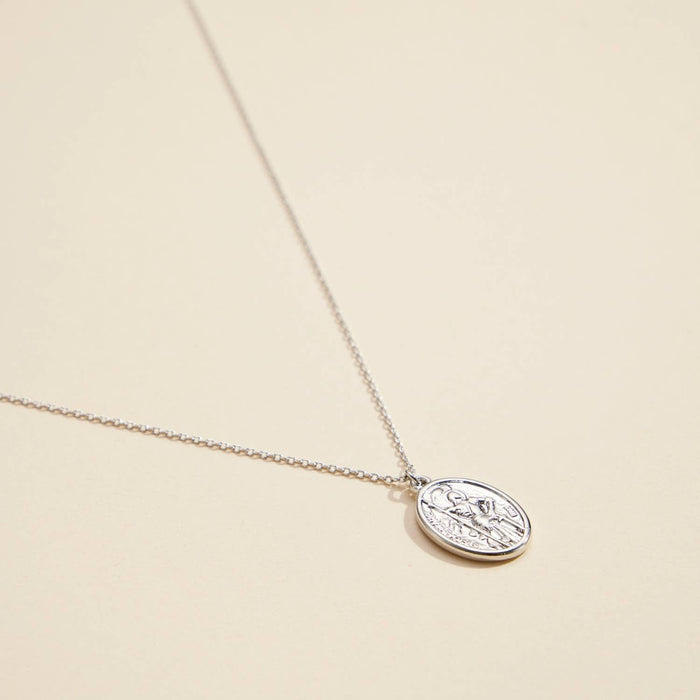 Coin Charm Short Necklace in Silver