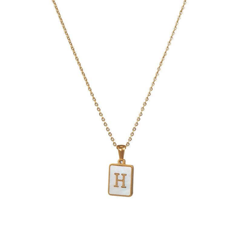 Square Initial 18K Gold-plated Stainless Steel Necklace