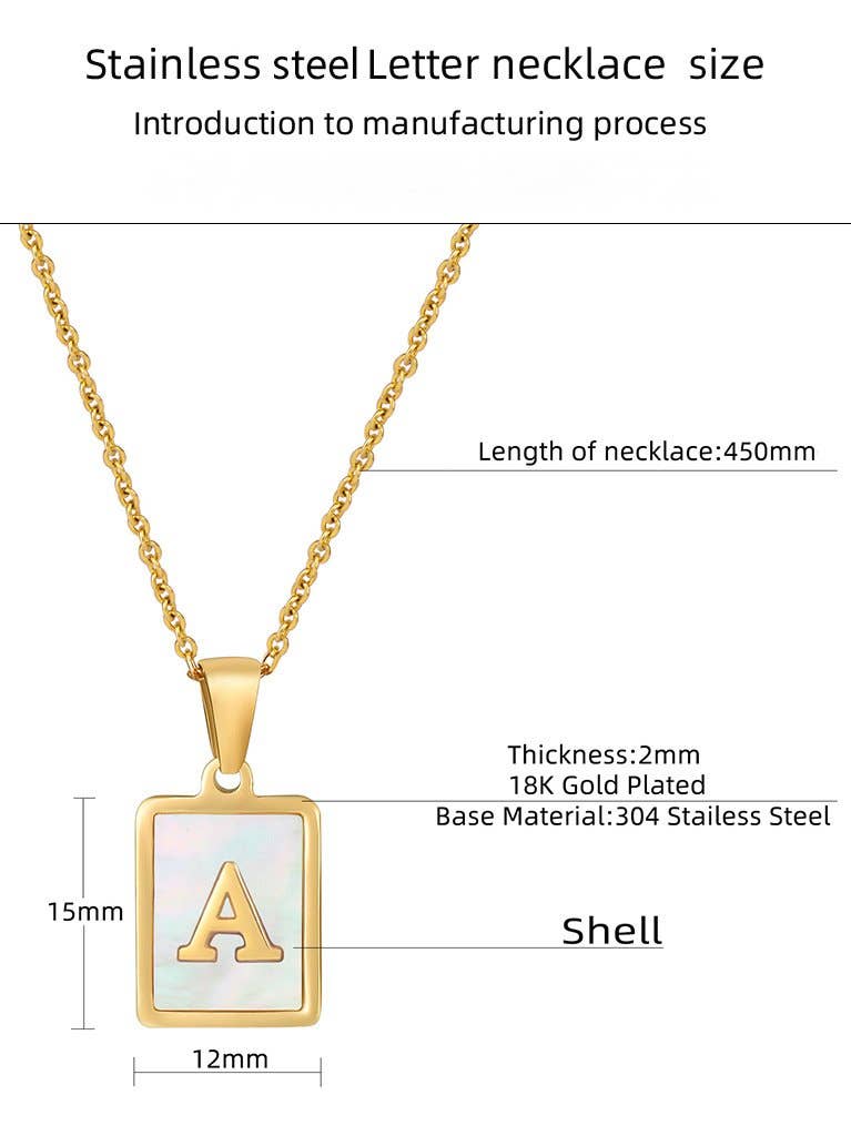 Square Initial 18K Gold-plated Stainless Steel Necklace
