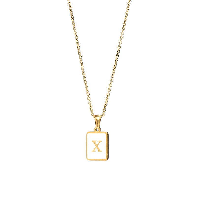 Square Initial 18K Gold-plated Stainless Steel Necklace
