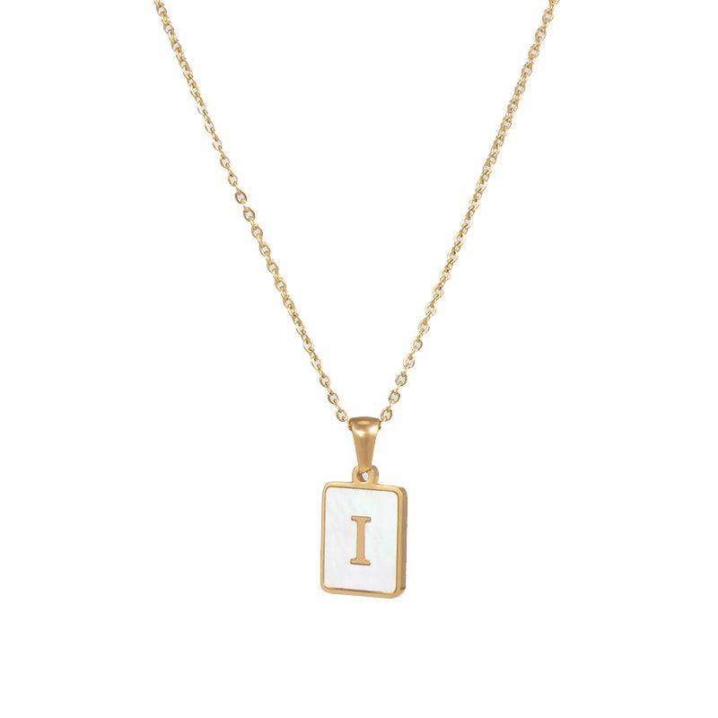 Square Initial 18K Gold-plated Stainless Steel Necklace