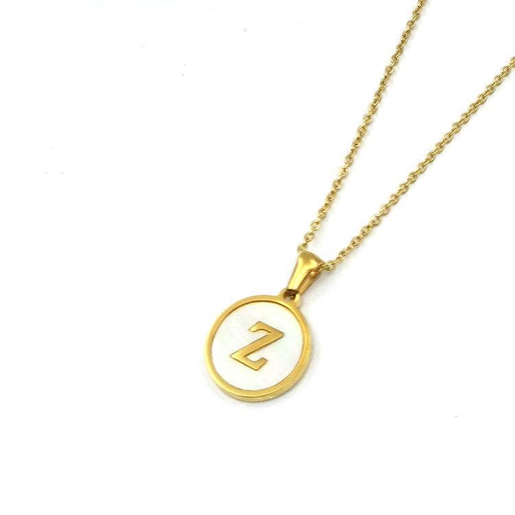Round Initial 18K Gold-Plated Stainless Steel Necklace