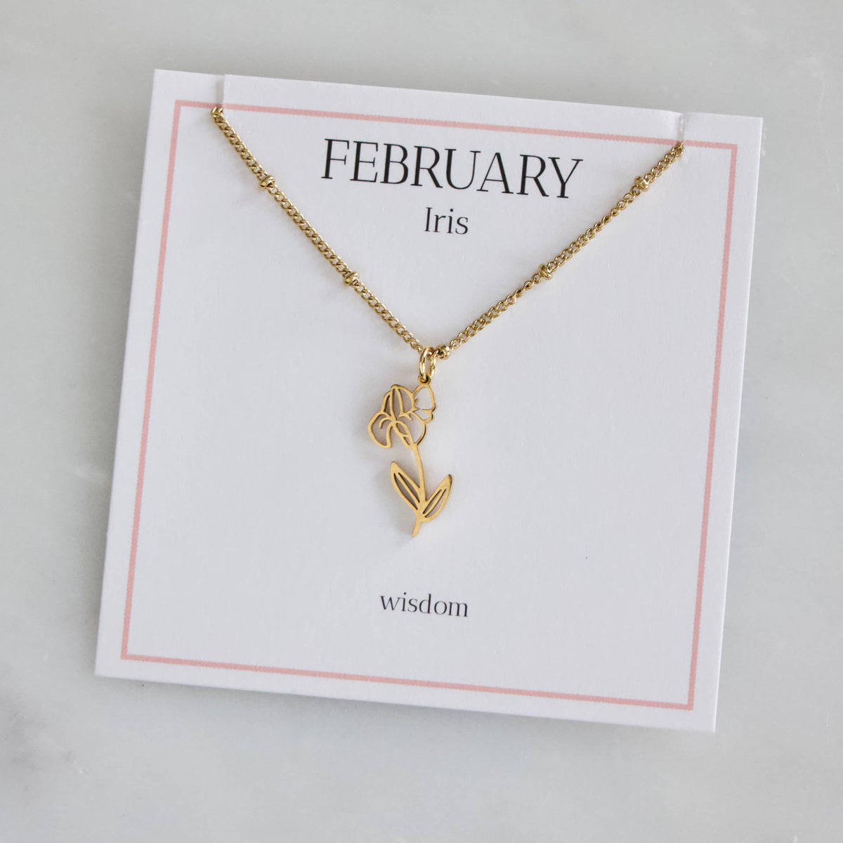February Birth Flower Necklace: Iris