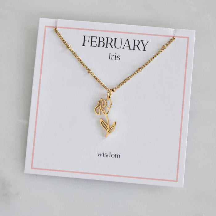 February Birth Flower Necklace: Iris