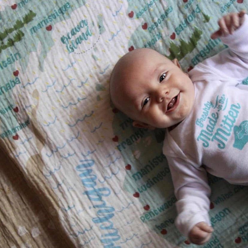 Great Lakes Map Baby Swaddle Blanket