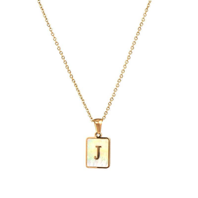 Square Initial 18K Gold-plated Stainless Steel Necklace