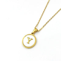 Round Initial 18K Gold-Plated Stainless Steel Necklace
