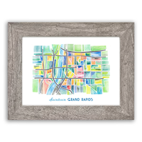 Downtown Grand Rapids Map Watercolor Print