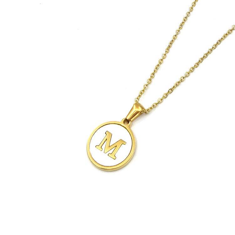 Round Initial 18K Gold-Plated Stainless Steel Necklace