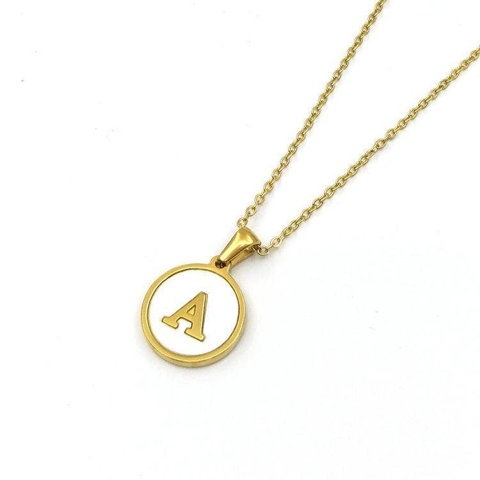 Round Initial 18K Gold-Plated Stainless Steel Necklace