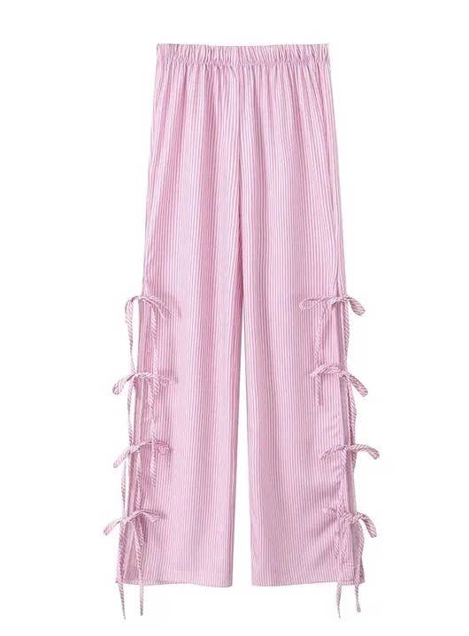 Side Bow Tie Pants in Pink