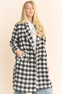 Knit Tweed Double Button Jacket in Black White