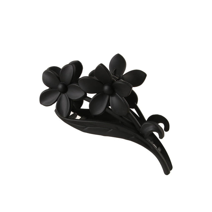 VINTAGE FLOWER HAIR CLAW CLIP: BLACK