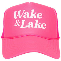 Wake & Lake Trucker Hat in Hot Pink