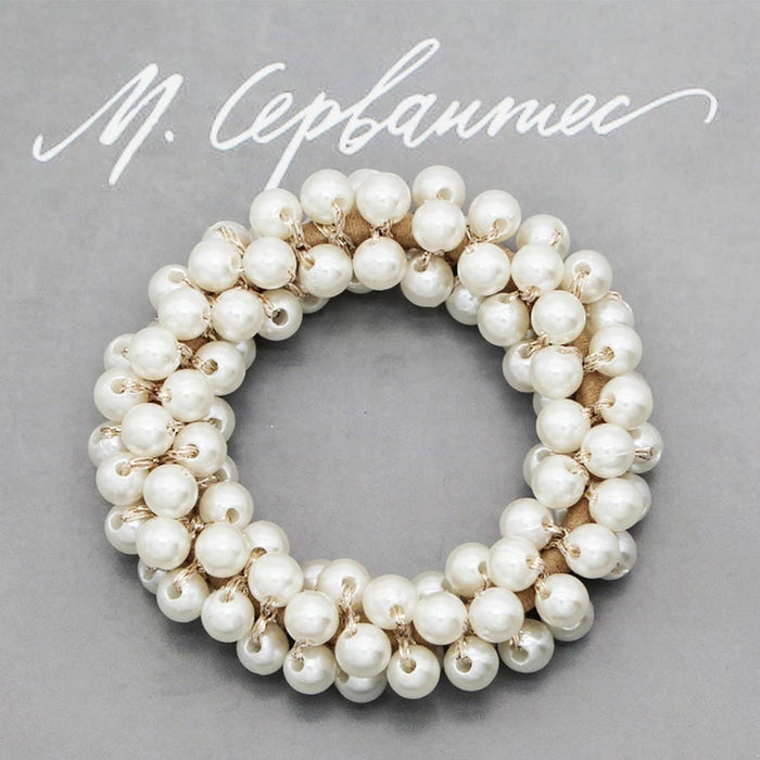 Beaded Faux Pearl Hair Tie Bracelet for Women