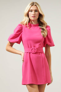 Rica Suave Margaret Bubble Sleeve Mini Dress in White
