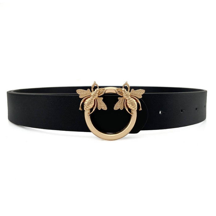 Retro Bees Buckle Belt in Black