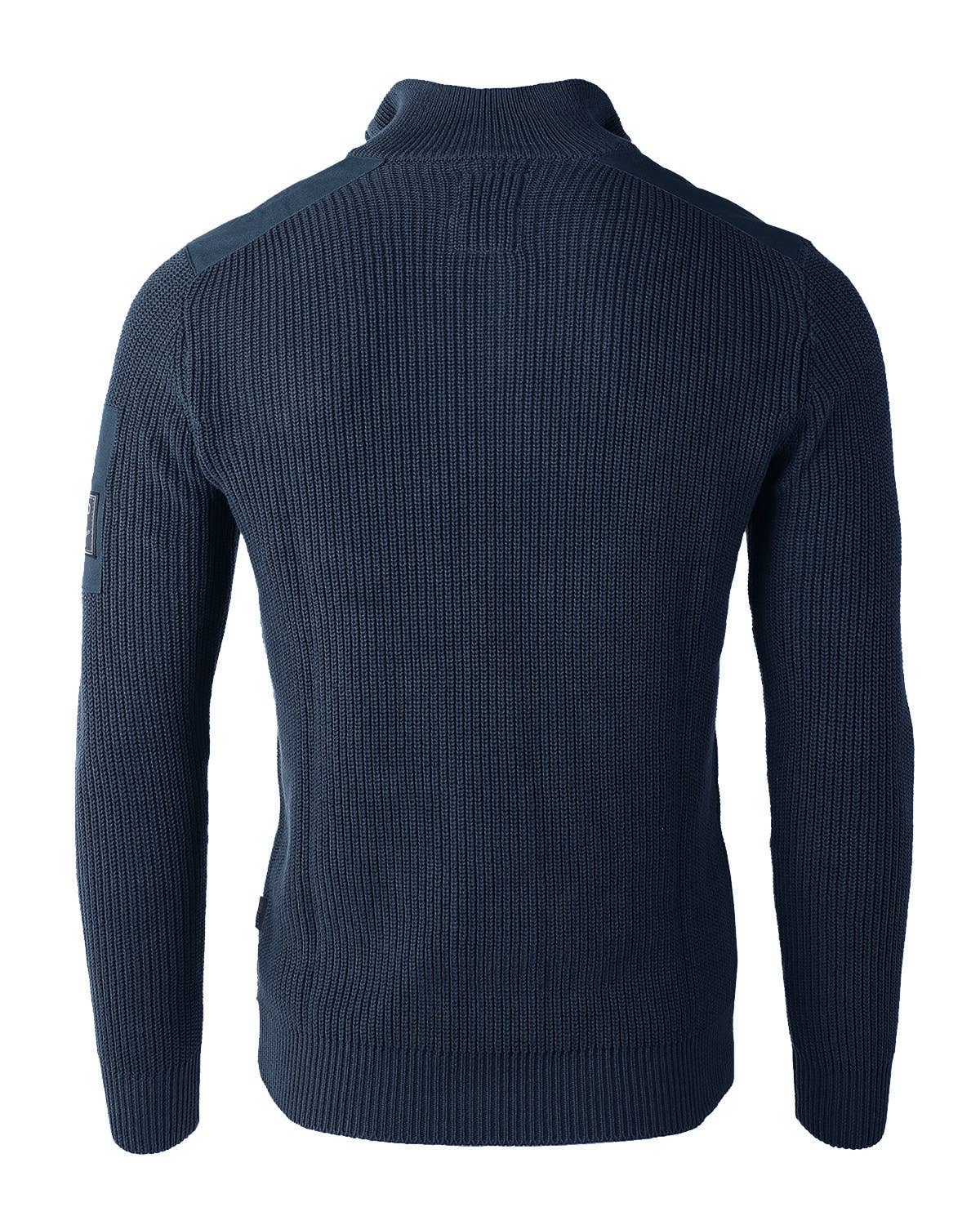 Navy Men's Quarter Zip Up Mock Turtle Neck Sweater