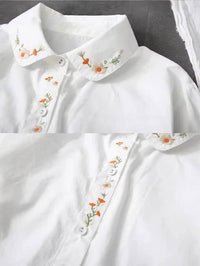 Floral Fines Embroidered Button-Up in White