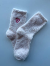 Heart Embroidered Socks in Light Pink
