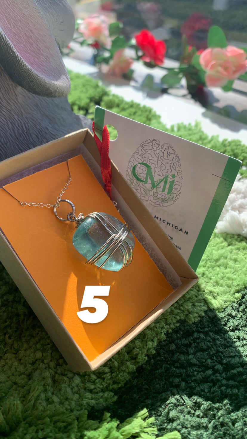 CMI handmade wire wrapped stone pendant