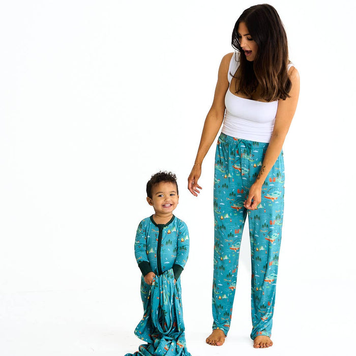 Lake Life Jump in the Lake Adult Bamboo Pajama Lounge Pants in Blue
