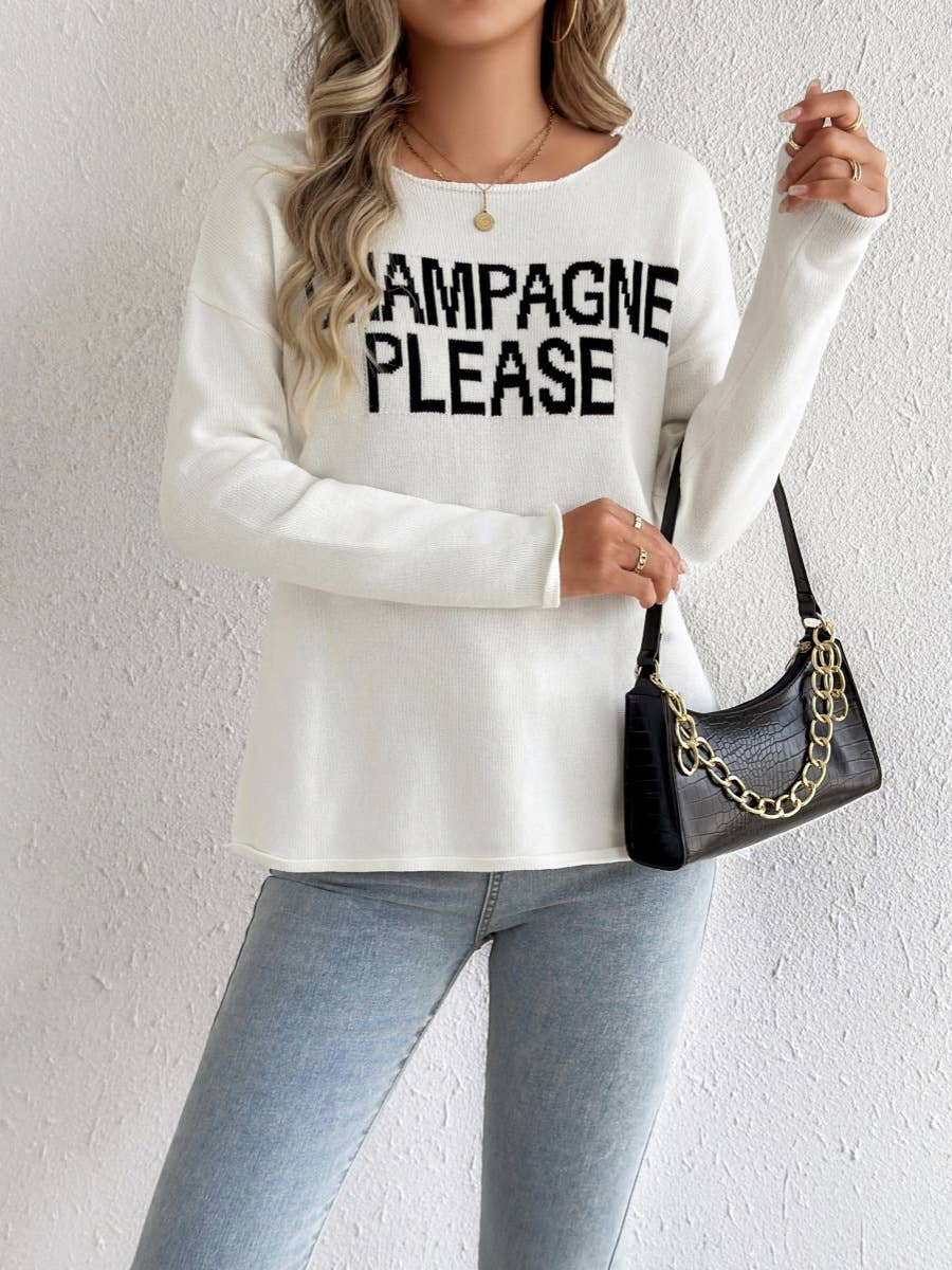 Champagne Please Slit Sweater