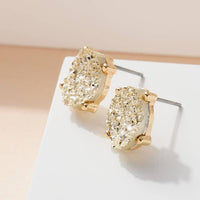 Druzy Sparkly Stone Crystals Stud Earrings: Rose Gold