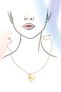 Tarnish-Free Initial Heart Necklace in Gold