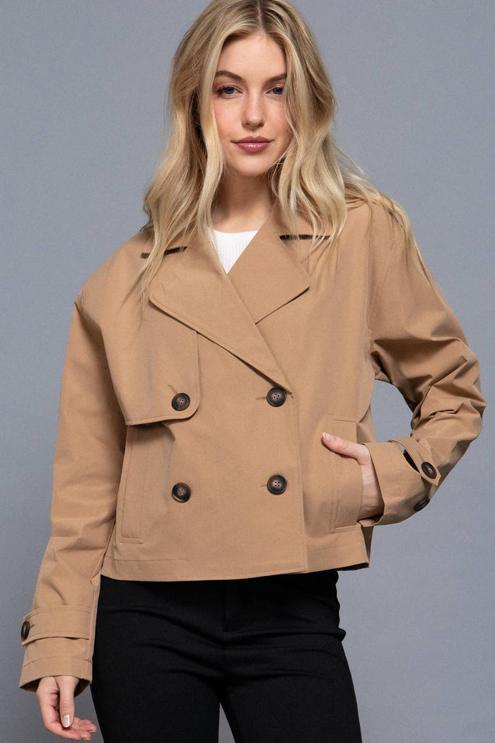 Short Trench Jacket in Khaki