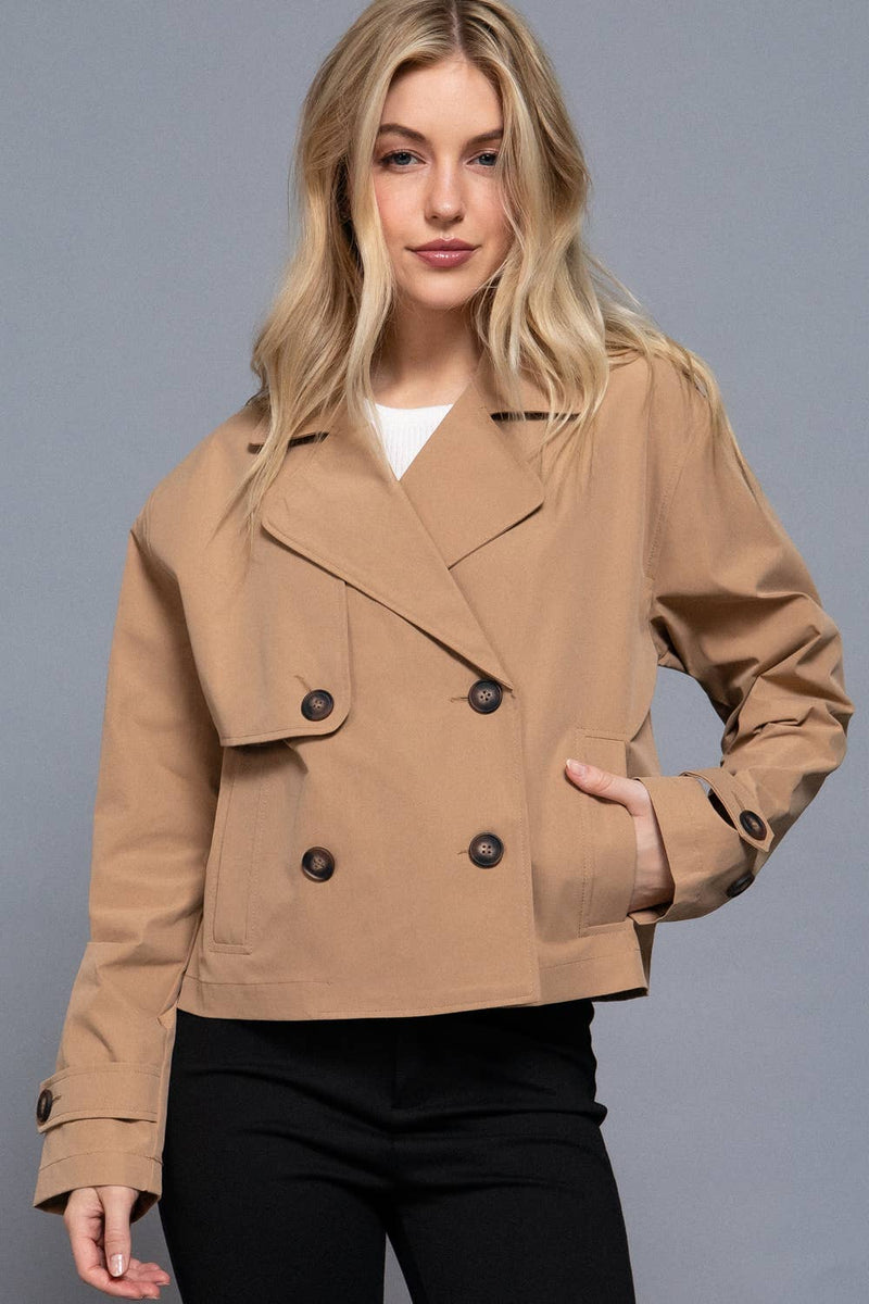 Short Trench Jacket in Khaki