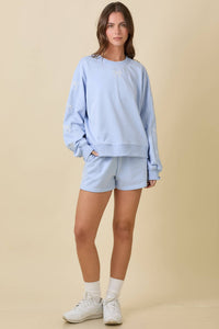 Crewneck With Ribbon Bows in Light Blue