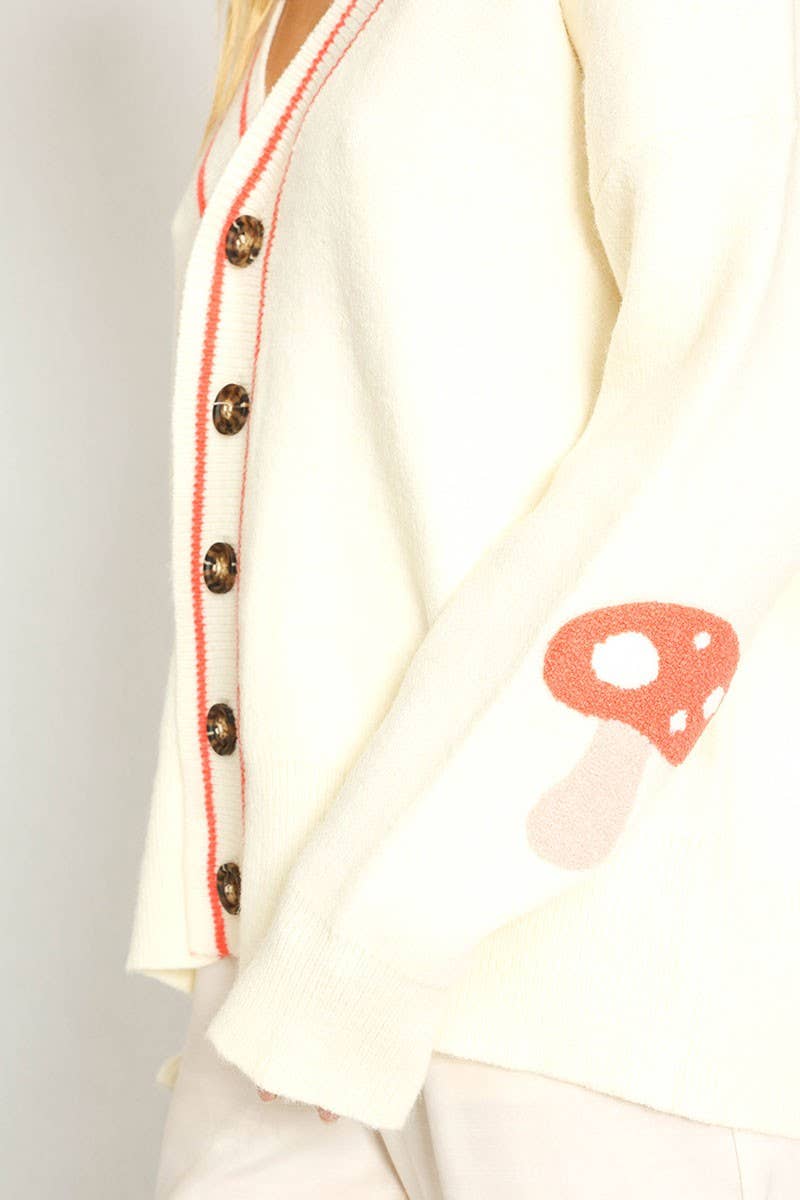 Varsity Cardigan With Strawberry Design