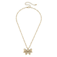 Waverly Bow Pendant Necklace in Worn Gold