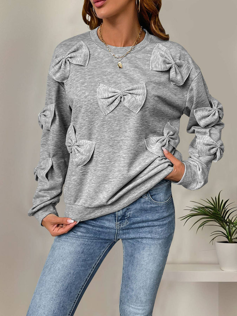 Bow Crewneck in Light Grey
