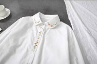 Floral Fines Embroidered Button-Up in White