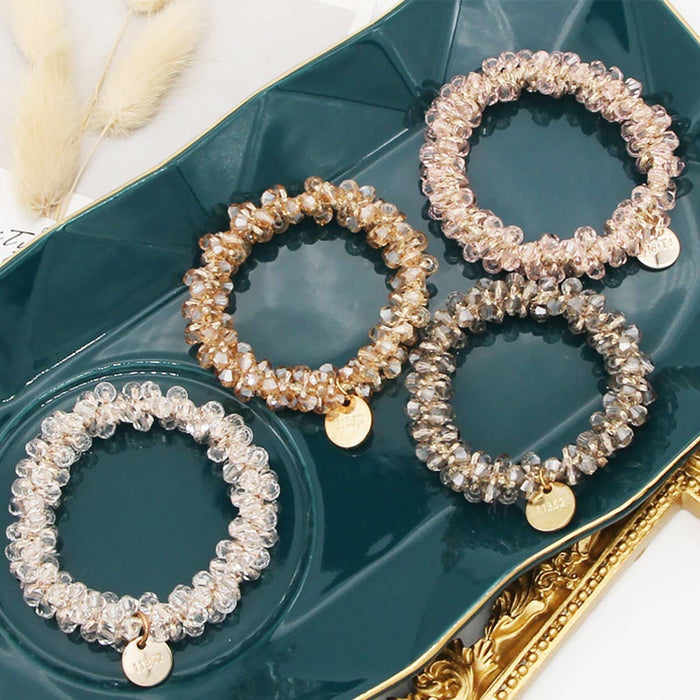 Beaded Faux Pearl Hair Tie Bracelet for Women: WHITE