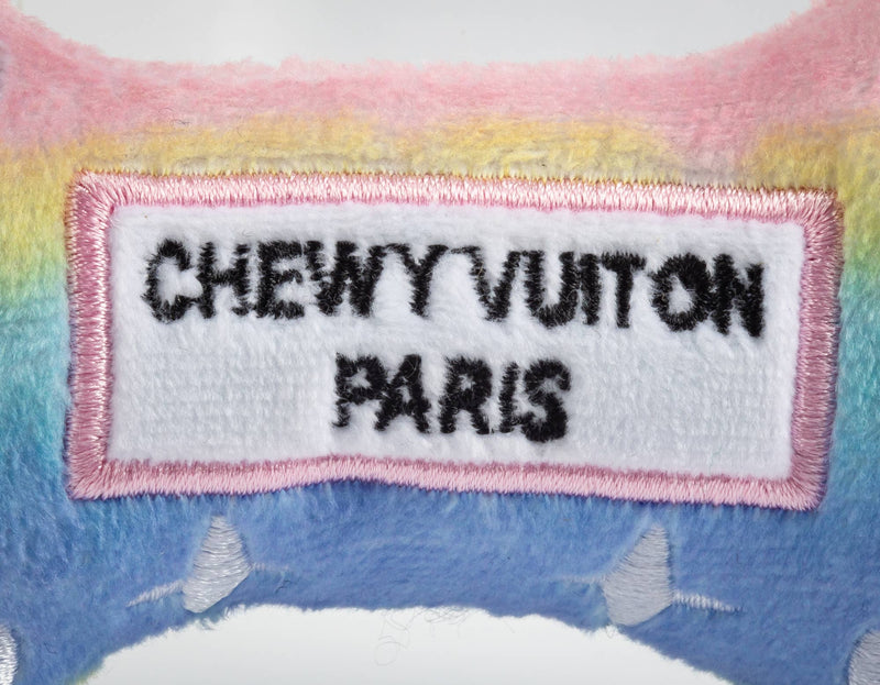 Pink Ombre Chewy Vuiton Bone Squeaker Dog Toy: Large