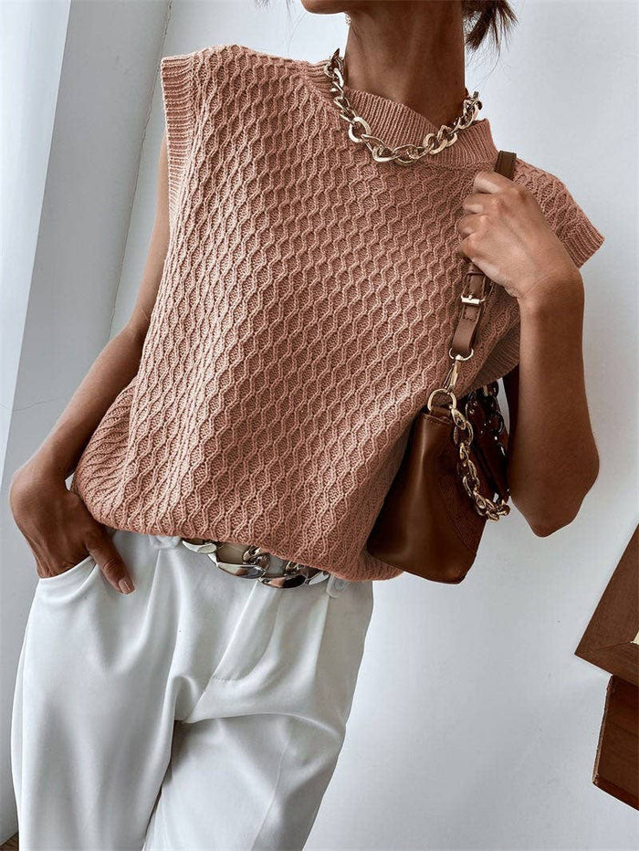 Knit Sweater Vest in Camel
