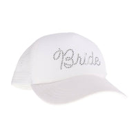 Bride Rhinestone Trucker Hat in White