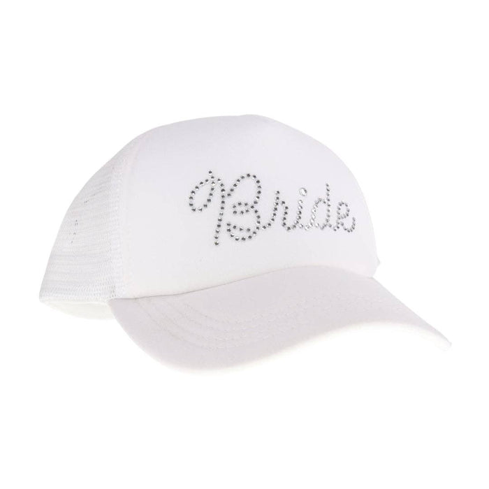 Bride Rhinestone Trucker Hat in White