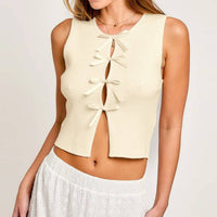 Bow Detail Vest in Apricot