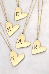 Tarnish-Free Initial Heart Necklace in Gold
