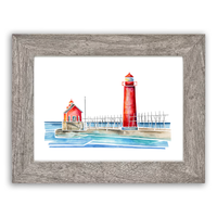 Grand Haven Lighthouse Watercolor Print