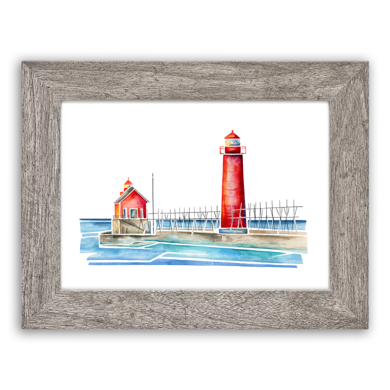 Grand Haven Lighthouse Watercolor Print