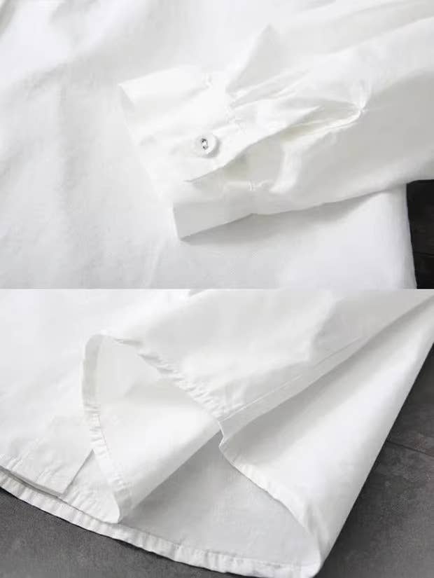Floral Fines Embroidered Button-Up in White