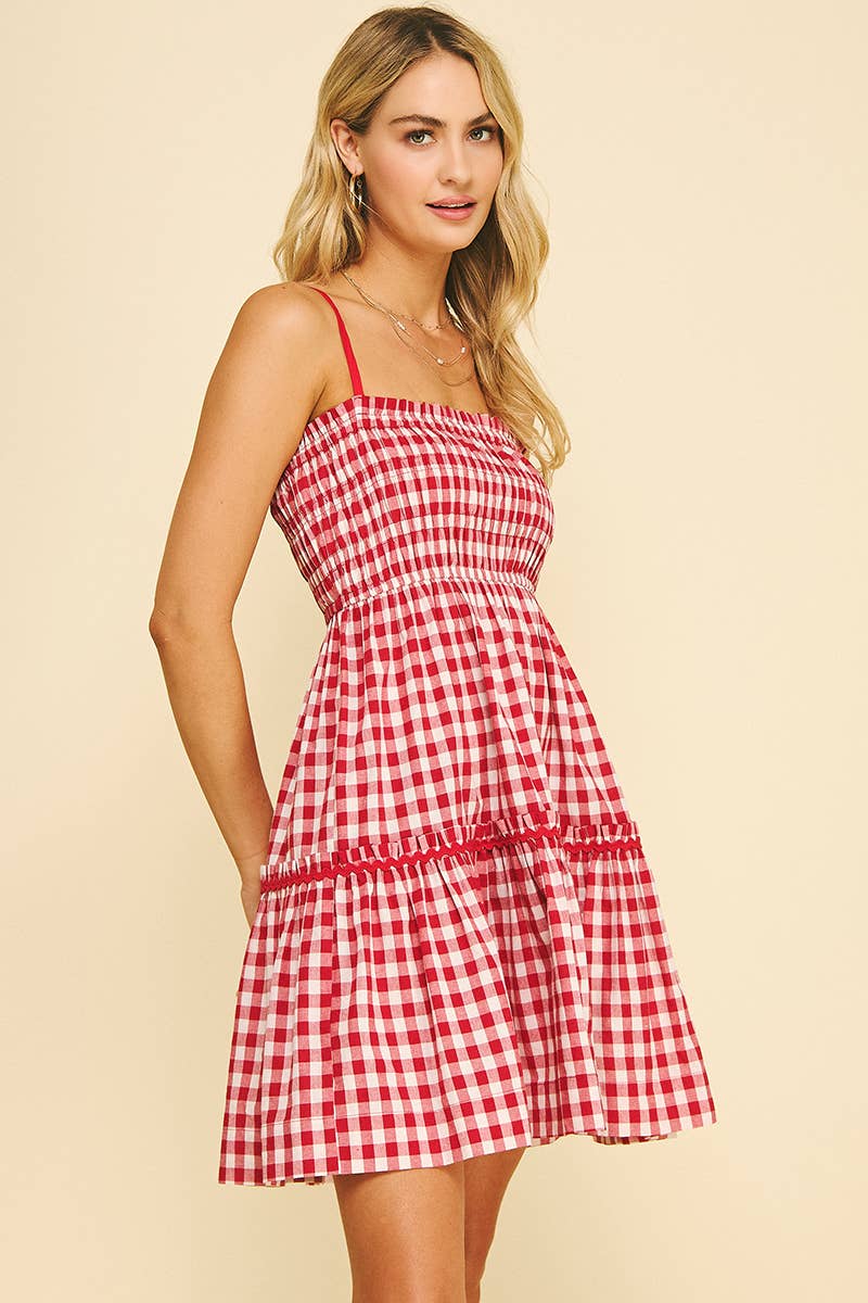 Plaid Mini Dress in Red